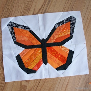 PDF Pattern - Monarch Butterfly Paper Pieced Block - 3 sizes