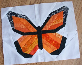 PDF Pattern - Monarch Butterfly Paper Pieced Block - 3 sizes