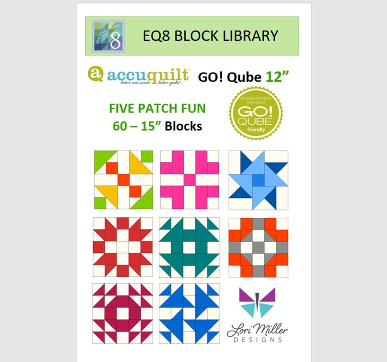 EQ8 BLK Library File Accuquilt 12 Qube Five Patch Fun image 1