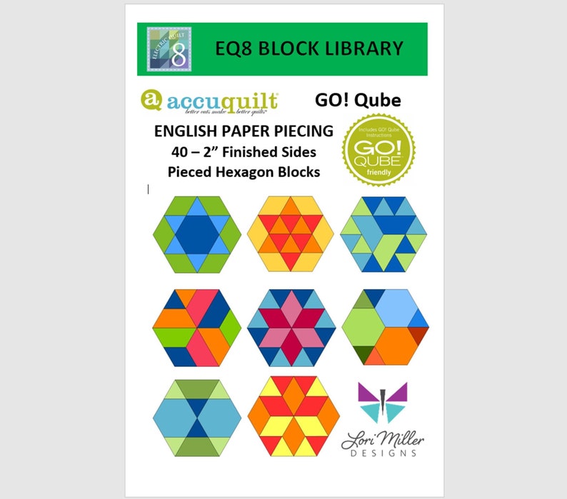 EQ8 BLK Library File AccuQuilt Qube English Paper Piecing image 1