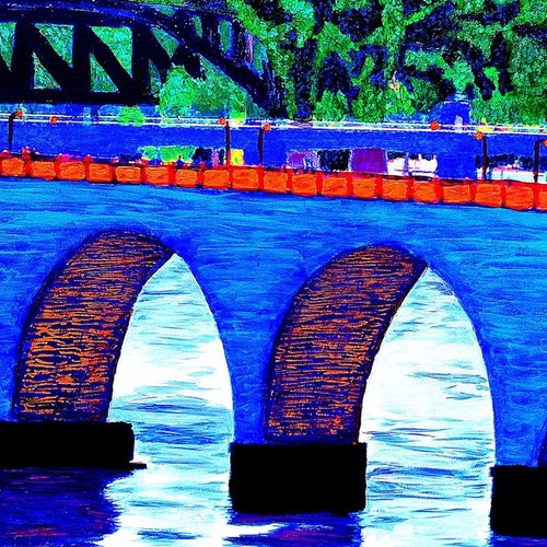 Stone Arch Bridge - Wild Barking Moon by Sue shops Mooney
