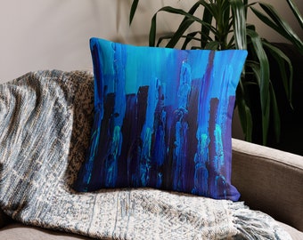 Blue Abstract Premium Pillow