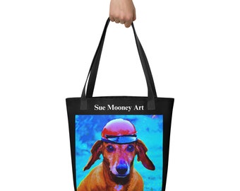 Motorcycle Dachshund Tote bag