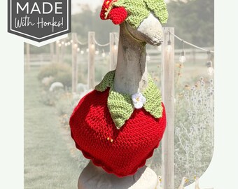 Crocheted Strawberry Outfit for Porch Goose (23"/27")- berry sweet summer style