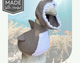 Crocheted Shark Outfit for Porch Geese (23"/27")