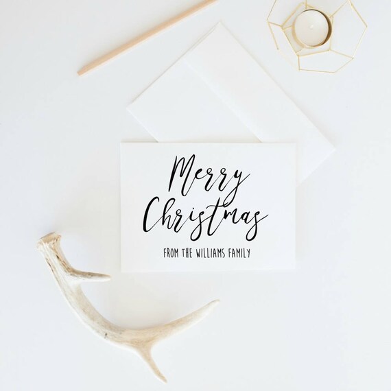 Personalisierte Weihnachtskarten Kalligraphie Familie Etsy