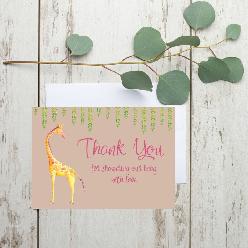 Jungle Baby Shower Baby Shower Invitation Girl Girl Baby Shower Baby Shower Thank You Cards Giraffe Baby Shower Giraffe Invitation