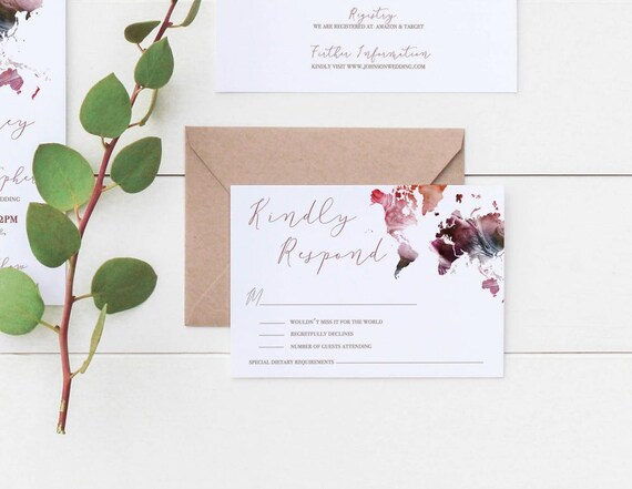 Marsala Wedding Rsvp Card Travel Wedding Rsvp Card Map Etsy