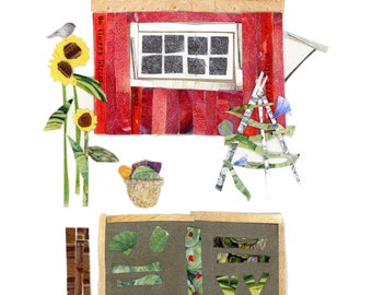 My Backyard Garden - a collage of re-purposed prints