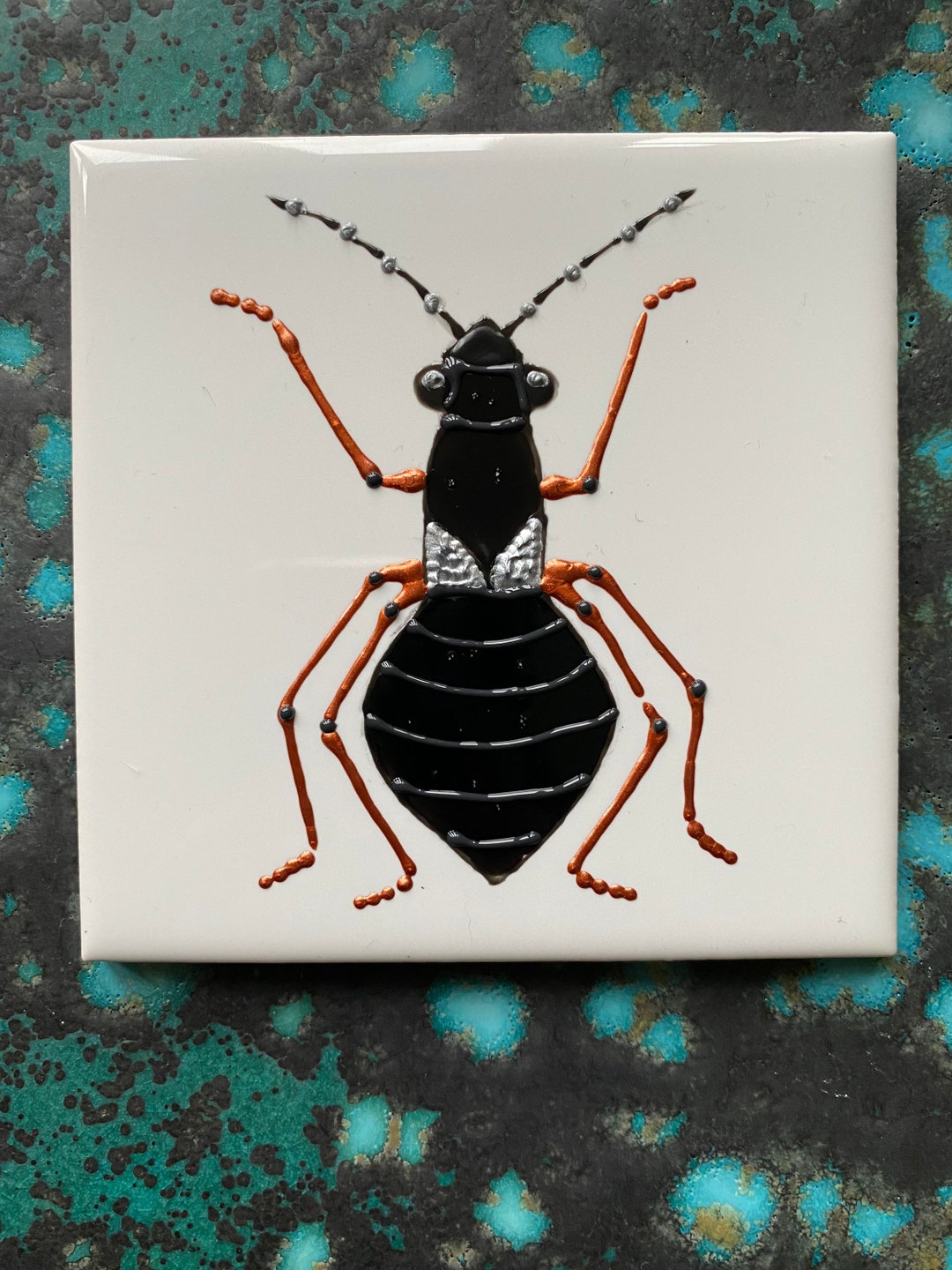 Ant Original Ceramic Tile Painting, Splashback, Wall Art, Coaster - Etsy