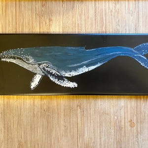 Humpback whale original ceramic tile painting, splashback, wall art, coaster