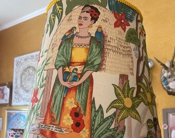 Lampenkap tafellamp Frida motief stof eclectische plafondlamp vloerlamp hanglamp lampenkap wonen Frida motief stof voor thuis