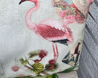 Flamingo cushion decorative cushion velvet cushion interior cushion cover with filling home decoration palm leaves flamingo also for the children's room flamingo