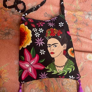 Borsa a tracolla, custodia per telefono, borsa a tracolla, motivo Frida, borsa per cellulare in tessuto, custodia per cellulare, borsa a tracolla per cellulare, cosmetici, chiavi