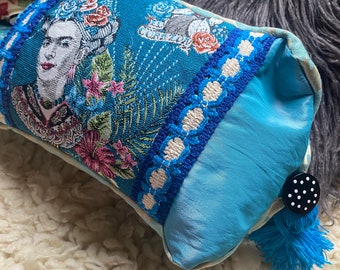 Neck pillow Frida motif fabric Mother's Day gift reading pillow reading - bone pillow travel pillow wellness pillow relaxation tablet support