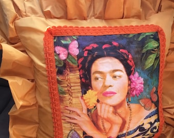 Pillow Orange Frida Eclectic Decoration Pillow with Filling Decoration Stay Home sweet home for Home Living Frida