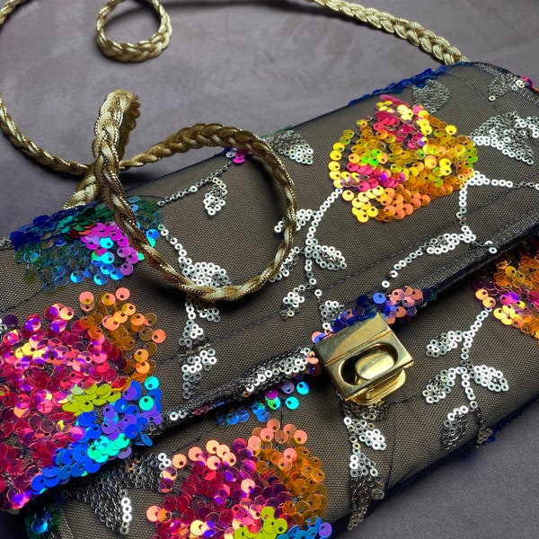 Tasche Clutch Pailletten Paillettenclutch Paillettentasche Geschenk Muttertag Geschenk für Sie Glitzer Pailletten Geschenk Glitzertasche