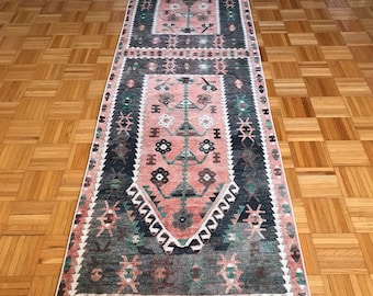 Turkish runner rug neutral runner rug TURKISH VINTAGE RUG efk75 Runner rug 2.4x10.8 feet Kitchen runner rug faded runner rug