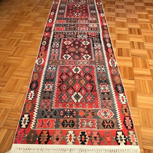 Brand New Turkish Kilim Design Runner Rug for Kitchen Hallway Entryway Living Room Dining Room Bedroom 2.6'x10.4' Bohemian Runners ReyHan