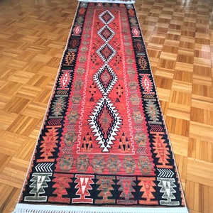 Brand New Turkish Kilim Design Runner Rug for Kitchen Hallway Entryway Living Room Dining Room Bedroom 2.6'x10.4' Bohemian Runners