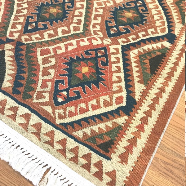 Brand New Turkish Kilim Design Area Rug and Runner Rug, 2.6'x10' or 4'x6' or 5'x7' or 6'x9' or 7'x10' Van