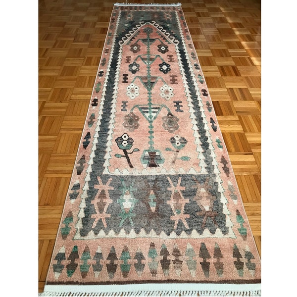 Brand New Turkish Kilim Design Runner Rug for Kitchen Hallway Entryway Living Room Dining Room Bedroom 2.6'x10.4'. Bohemian Runners