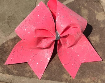 Pink sparkle cheer bow