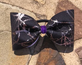 Silver metalic tailless cheer bow