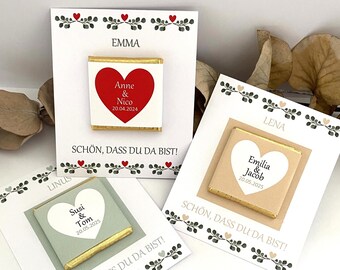 Platzkarte | Gastgeschenk Hochzeit | personalisiert mit Namen | Mit Schokolade  | Schön, dass du da bist! | Dankeschön zur Hochzeit