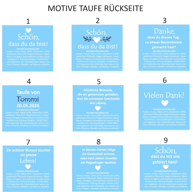 Gastgeschenke Taufe/Kommunion | Luxuriöse goldene Schokoladen mit Banderolen | personalisiert | Tischdeko | Viele Motive für vorne & hinten zdjęcie 5