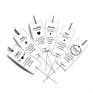 Gedenklicht Beerdigung | Tischdeko Trauer | Aufstecker Wunderkerze | Trauergeschenk | Personalisiert | Kondolenzgeschenk