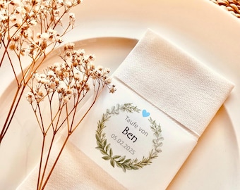 Baptism or Communion bands | Baptism table decorations | Kraft paper | Napkin bands | Baptism candle | Tealight holder | Tissue paper