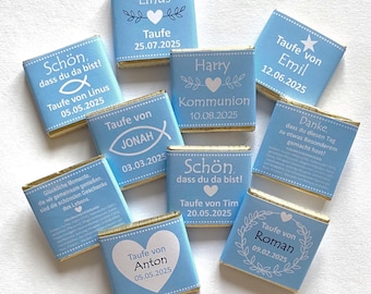 Baptism/Communion Favors | Luxurious Golden Chocolates with Wrappers | Personalized | Table Decoration | Many Designs for Front & Back