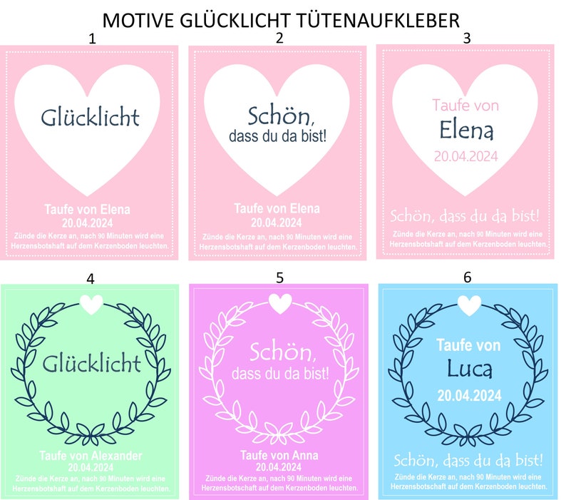 Gastgeschenk Taufe Kerze in transparenter Tüte Teelichtbotschaft personalisiert Giveaway Bild 5