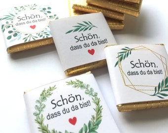 Gastgeschenk Hochzeit Schokolade mit Banderole | personalisiert mit Namen | Schön, dass du da bist!