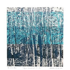Composition Of Trees  Midnight - Linocut - Original Art Work