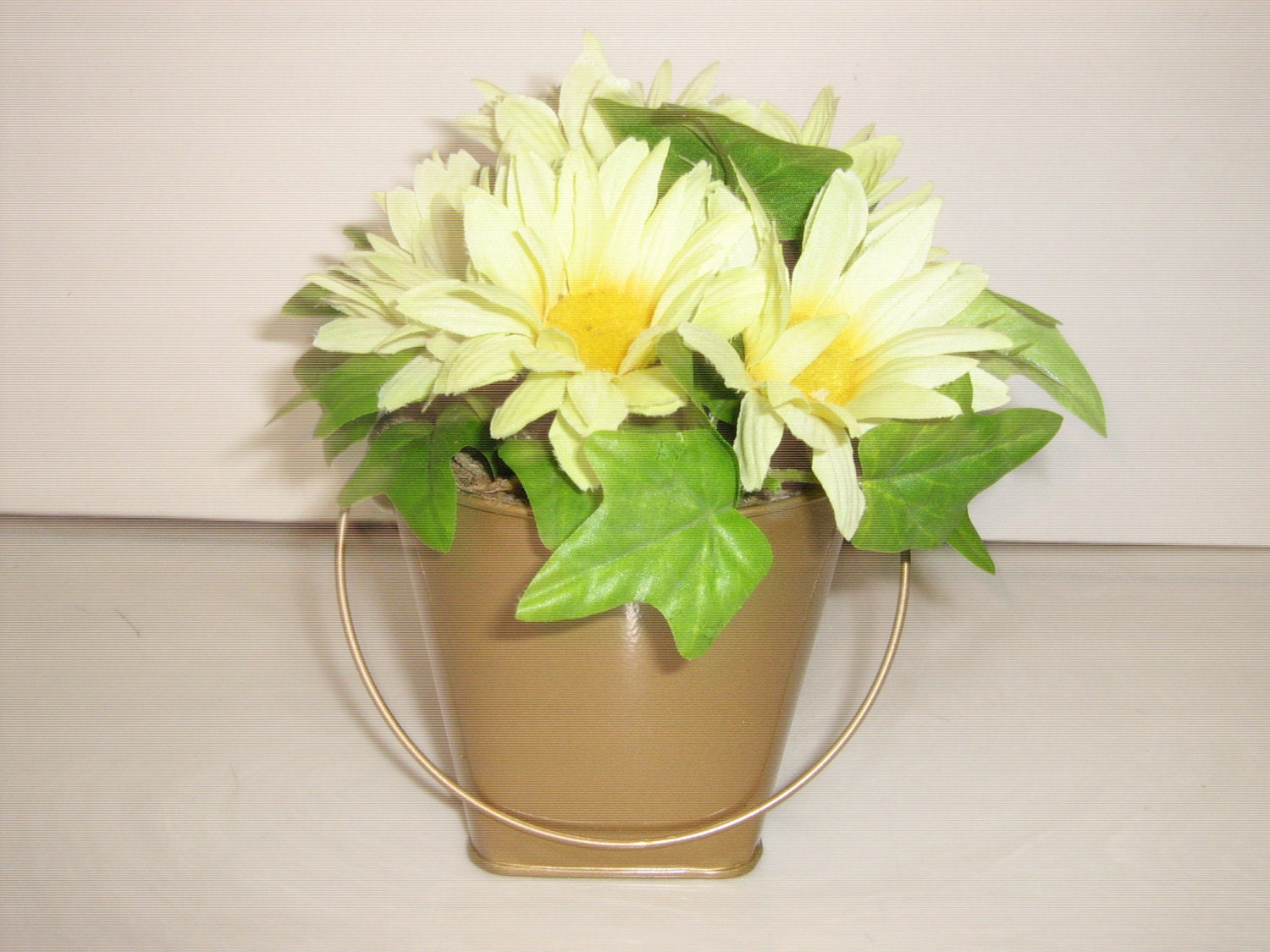 Petite Silk Flower Arrangement Yellow Flowers in Petite Gold Etsy