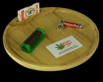 Rolling Tray - THE GOLD MINER - 12"  Round Rolling Tray, Made from 100% Recycled Colorado Aspen Wood