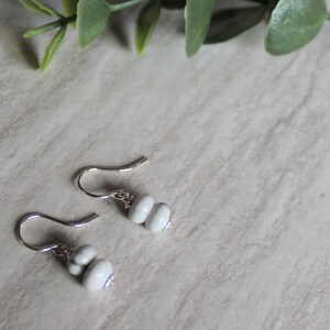 Howlite Earrings- Hope, Truth, Reduces Tension and Stress. Handmade Jewelry, Sterling Silver Hooks