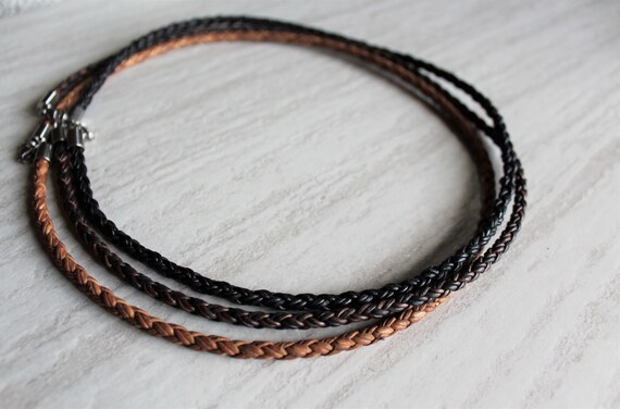 Collana Uomo In Pelle Intrecciata Marrone Con Fibbia In Acciaio Inox, CMJ London