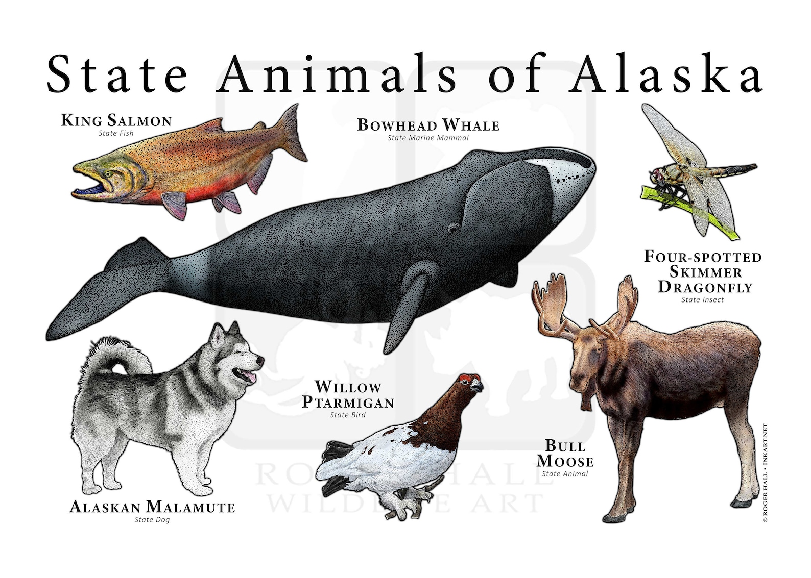Alaska State Animals Poster Print Etsy