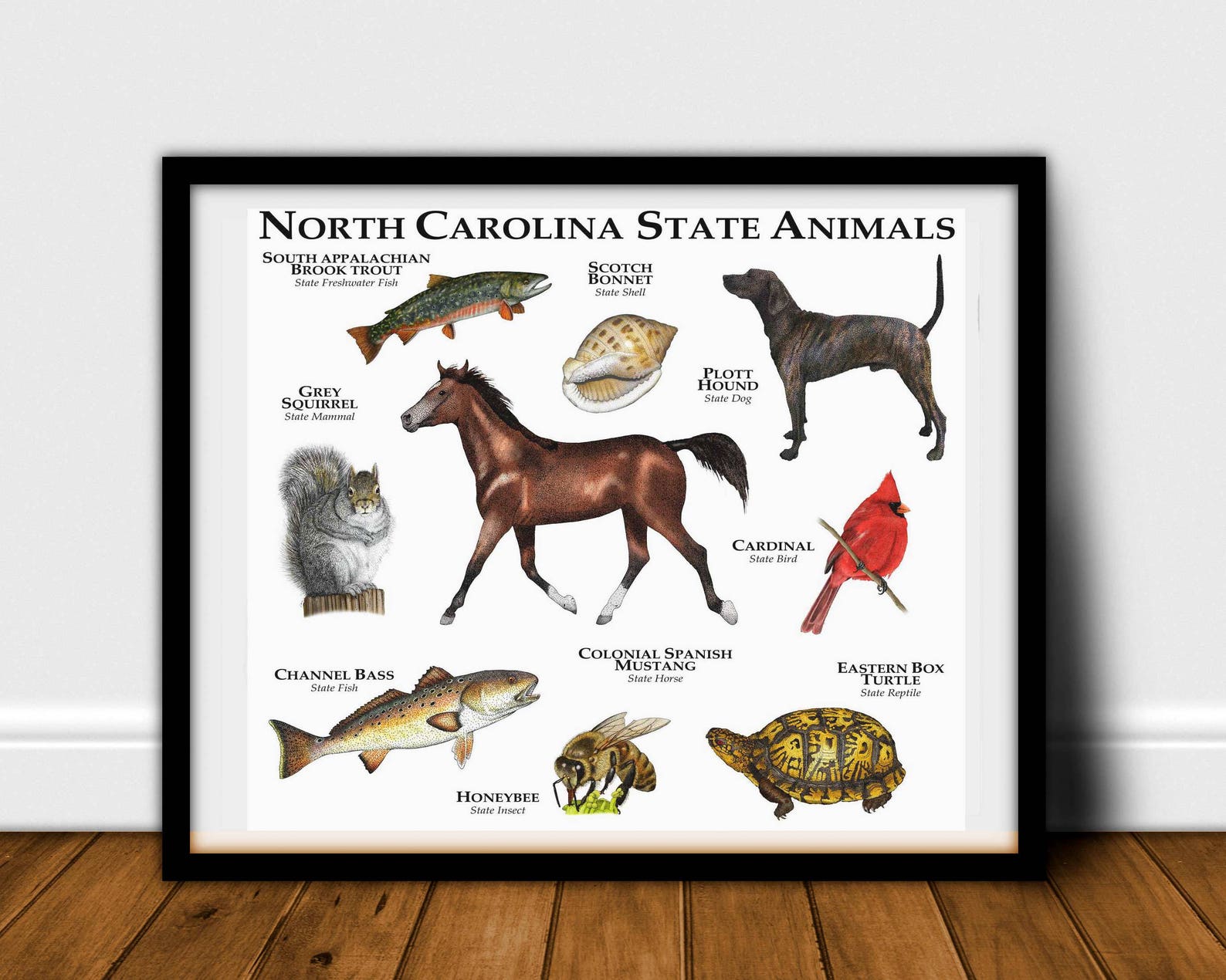 North Carolina State Animals Poster Prnt Etsy