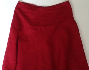 Deep Red Cotton Skirt Fully Lined size 10 by JIGSAW late 1990s Vintage
