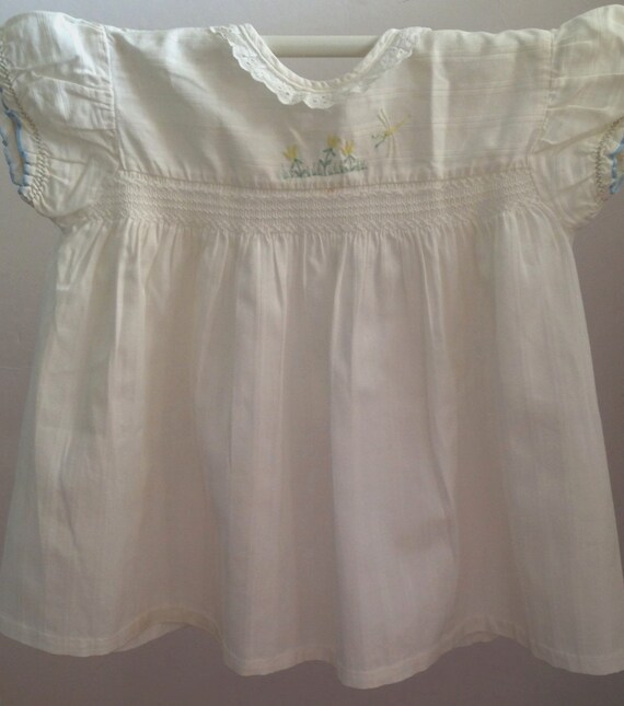 1980’s Girls short sleeve white dress with delica