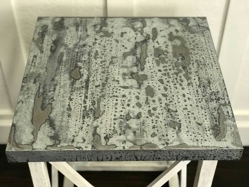Farmhouse End Table with Metal Top