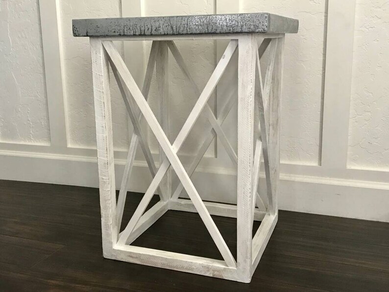 Farmhouse End Table with Metal Top