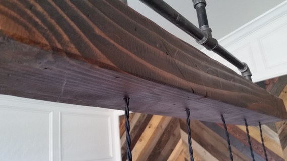 Steel Pipe Chandelier With Rustic Wood Beam Pendants Industrial Farmhouse Ceiling Light Edison Pendants