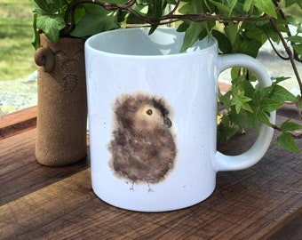 Brown Owl Ceramic Mug, Original Watercolor Owl,