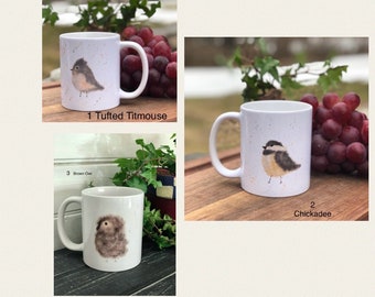 2 MUG SPECIAL, Pick Two, Whimsical Bird Mugs, Bird Lovers Gift, Holiday Special