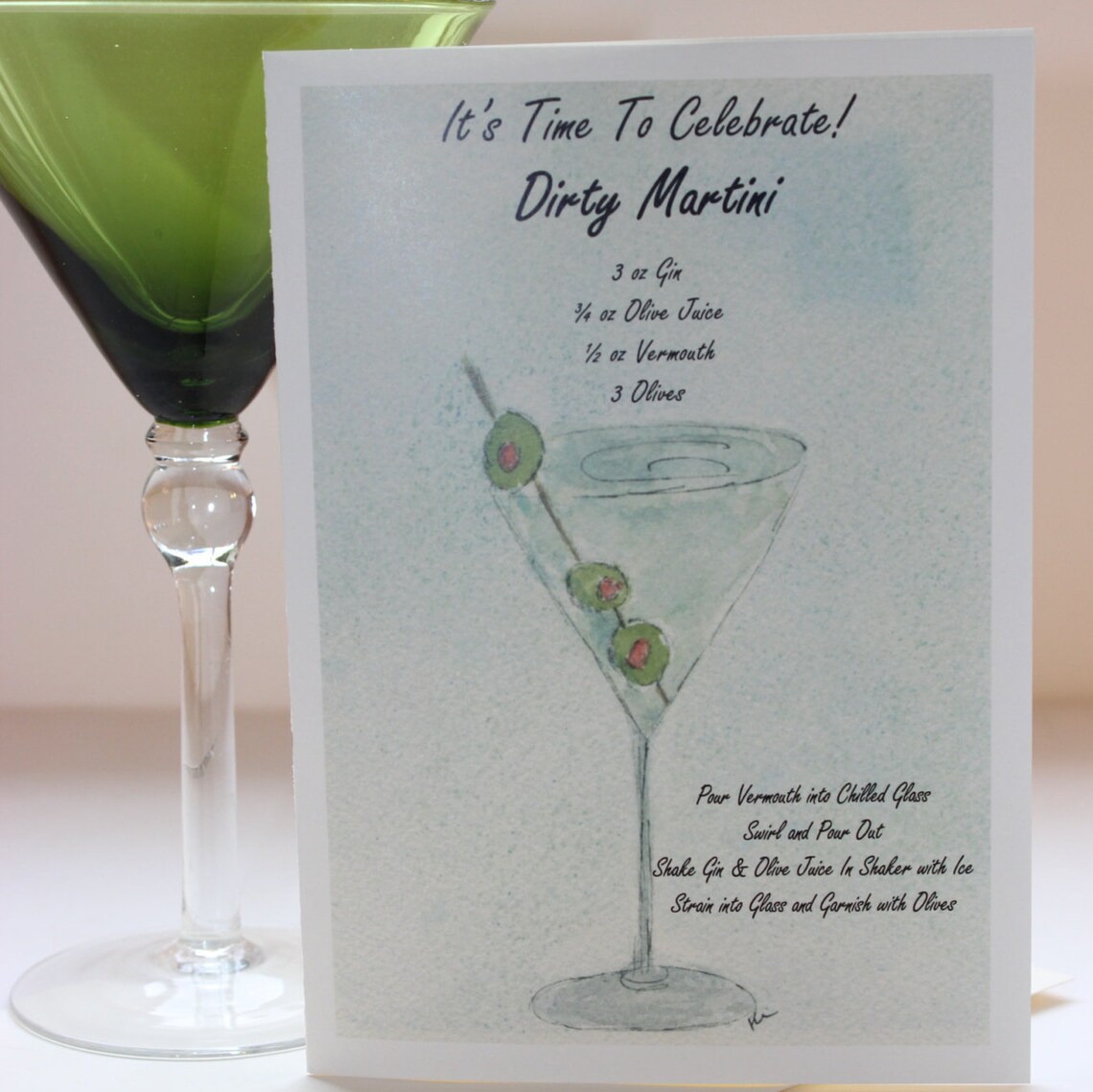 Martini Greeting Card Cocktail Card Cocktail Recipe Card Etsy